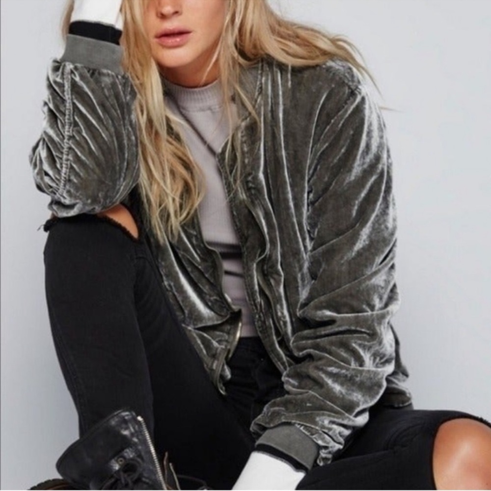 NWT Free People Velvet Bomber jacket
